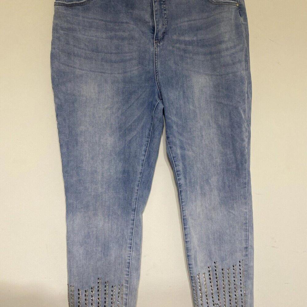 Frank Lyman Jeans Women's Skinny Bow Cuff Blue XXL Blue Women’s 211102U